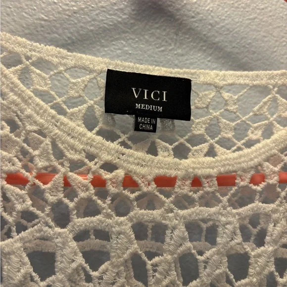 Vici Cream Long Sleeve Crochet Dress - Picture 2 of 5